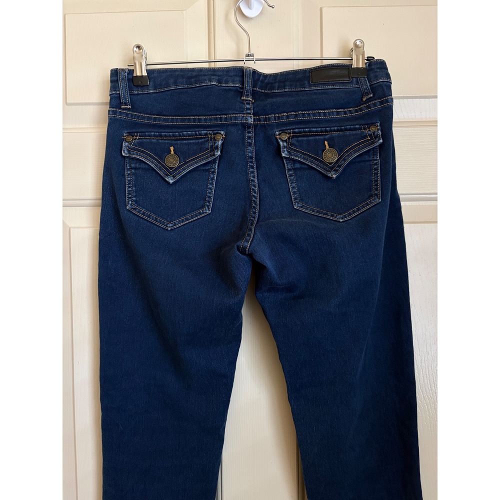 Celebrity Pink Low Rise Flap Pocket Dark Wash Skinny Jeans Size 7 Y2k Indie - Picture 4 of 7